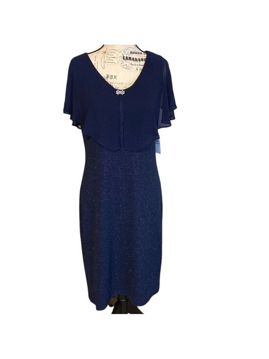 SLNY Dresses & Skirts - SLNY Sheath Dress Embellished Sparkly Navy Size 8 New